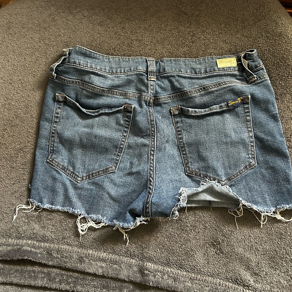 Sever F blue distressed jean shorts